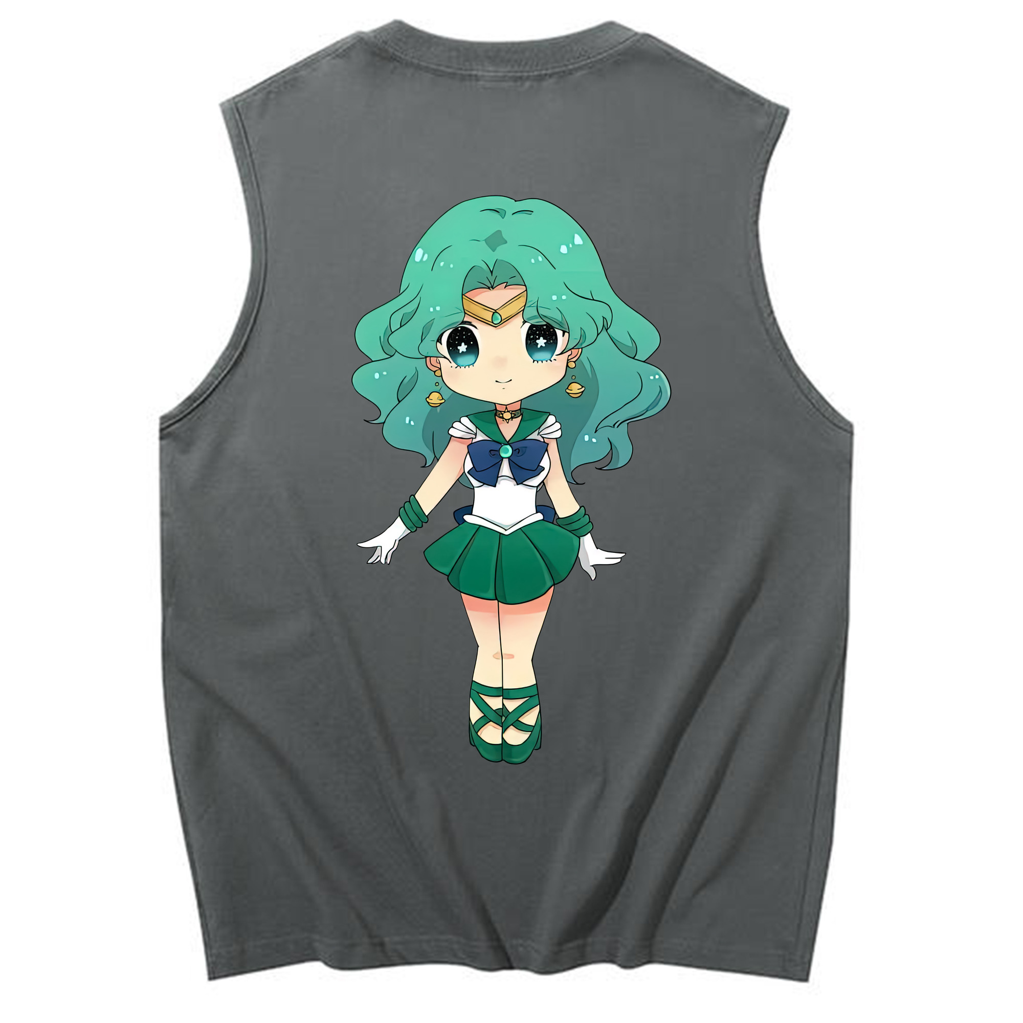 （画像用） 美少女戦士セーラームーン 海王 みちる（かいおう みちる） Sailor Moon Kaiou Michiru コットン100％タンクトップ（背面プリント）